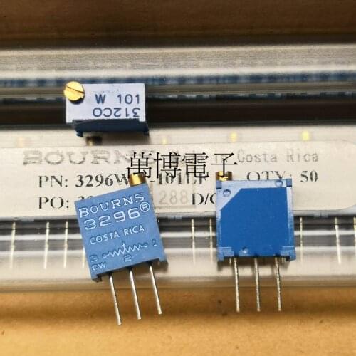 20PCS/50PCS United States BOURNS precision adjustable 3296W-101 100 ohms Europe adjustable resistance FREE SHIPPING