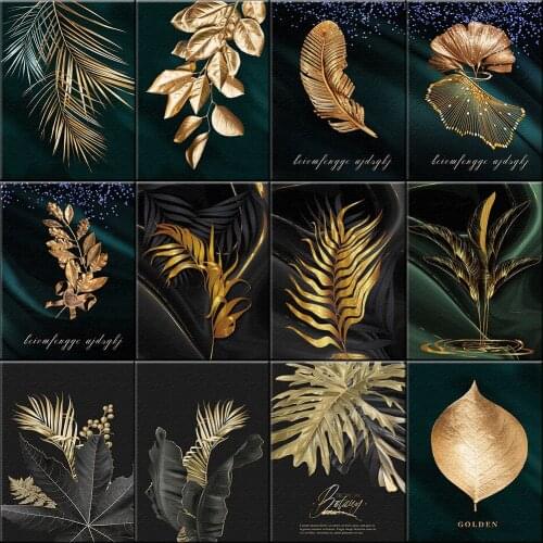 5D Simplicity Diamond Painting Gold Leaf Mosaic Embroidery Interior Painting Modern Wall Art Picture Of Rhinestone Unique Gift