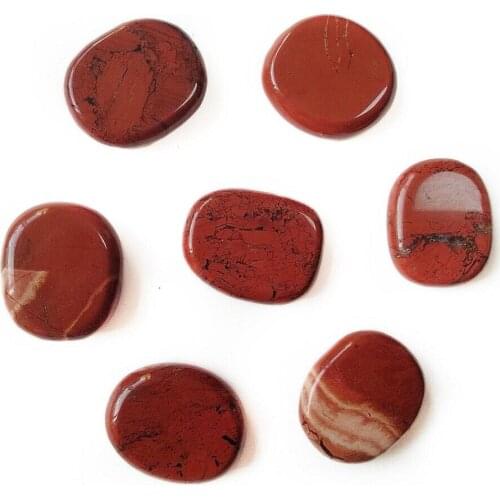 7pcs Natural Red Jasper Stone Crystal Reiki Healing Plam Stones Set Real Stones Polished Free Pouchs