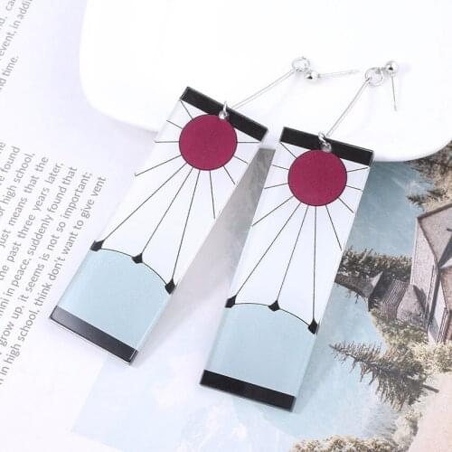 Acrylic Anime Drop Earrings Demon Slayer Kimetsu no Yaiba Blade of Ghost Earings For Women Men Cosplay Jewelry Accessories Gift