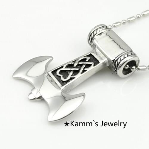 AMUMIU Men Women Myth Thor Hammer Norse Magick Mjolnir Pewter Pendant Free 24" New Fashion Necklace man KP096