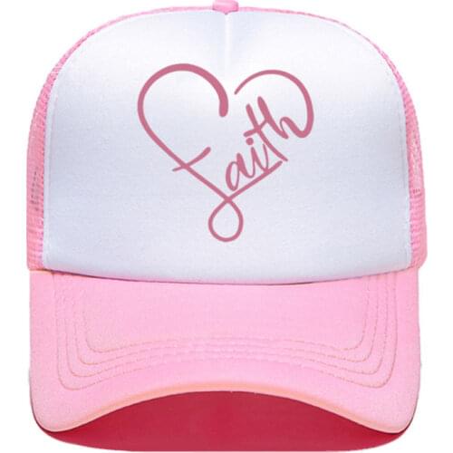 Faith Letters Print Fancy Pattern Baseball Cap Trucker Hat For Women Men Unisex Mesh Parent-child Hats