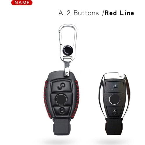 Auto Key Case For Mercedes Accessories W204 W211 W205 W203 CLA W213 W212 W176 W177 W210 Car Keychain Key Leather Holder For Benz