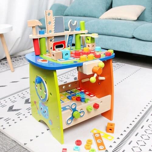 Childrens DIY Wooden Disassembly tool table wooden screw nut combination assembly repair tool simulation toy for Children