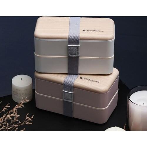 Bento Box Leak-proof Double Layers 3 Colors Stackable Lunch Container for Work