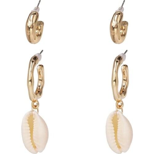 JCYMONG 2019 Bohemian Natural Shell Drop Earrings For Women Fashion Gold Silver Color Geometric Pendant Earrings Beach Jewelry