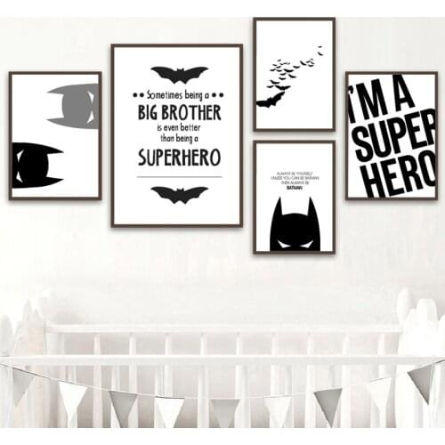 Canvas Painting Cartoon Super Hero Posters and Prints Boys Superhero Modern Minimalist Wall Art Pictures Kids Room Decor