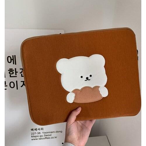 Kawaii Handbag 11 13 15 Inch Mac Ipad Case Cute Bear Liner Bags Travel Business Ipad Sleeve Case Women Sleeve Liner Bag WY214
