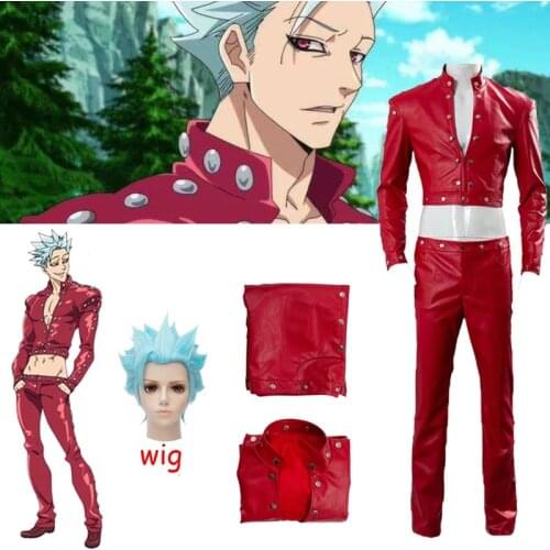 Anime The Seven Deadly Sins Cosplay Costume Ban Uniform Outfit Full Suit Halloween Carnival Cosplay Costumes Wig