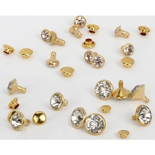 30-100Sets Crystal Rhinestone Trim Rivets Diamante Studs DIY Crafts Clothing Bag Leather Decor Rebite Spikes Glass Drill Nail