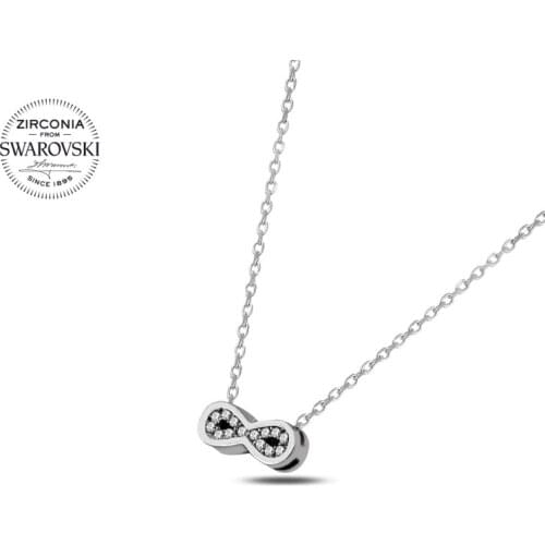 KUTAYDAN Swarovski Zirconia Cubic Zirconia Infinity Necklace 925 Sterling Silver