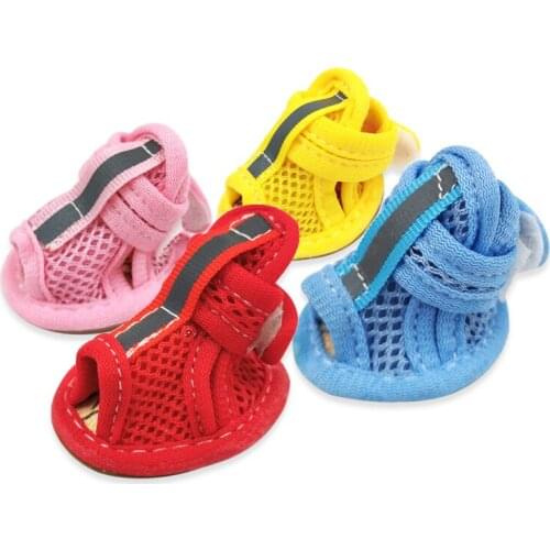 Summer Dog Shoes Breathable Mesh Puppy Pet Dog Shoes For Small Dogs Cats Cute Anti-Slip Chihuahua Pug Sandals Shoe Candy Colors