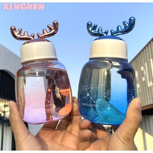 Fashion Simple 3D Antlers Cover Borosilicate Glass Portable Takeaway Cute Water Glass Coffee Mug Multi-Style Creative Cup Gift