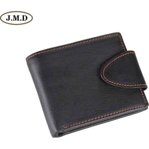Fashion Black Genuine Leather Mens Wallet For Man Card Holder Purse With Button Closed 8060A