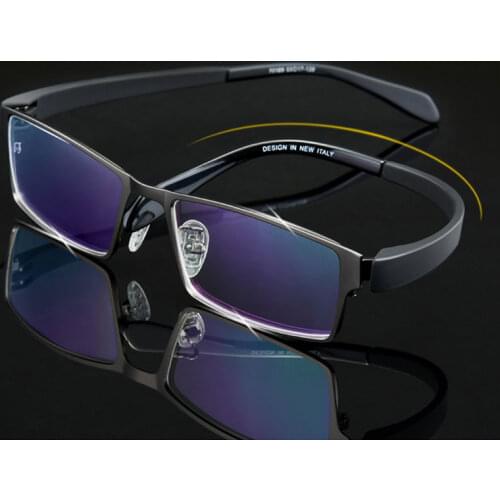 Men Titanium Alloy Eyeglasses Frame for Men Eyewear Flexible Temples Legs IP Electroplating Alloy Material,4 Styles,4 Colors