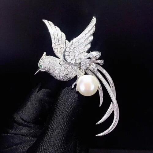 Natural fresh water pearl brooch 11-12MM phoenix brooch pins fine women jewelry free shipping
