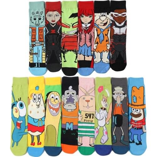 Personalized anime print socks fashion funny novelty cartoon men women sock comfort happy colorful stitching cotton crew socks