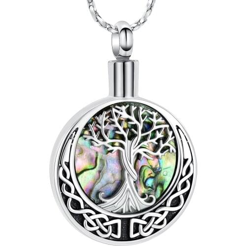 Urn Necklaces for Ashes Abalone Shell Cremation Jewelry for Ashes Tree of Life/Butterfly/Planet Celtic Knot Cremation Keepsake