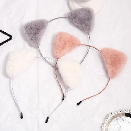 Plush Hair Headband Cat Ear Headband French Hairpin Girl All Match Headdress Fall Winter