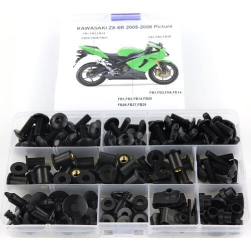 Fit For Kawasaki ZX6R ZX-6R 2005 2006 Motorcycle Complete Full Fairing Bolts Kit Screws Fairing Clips Nut Steel
