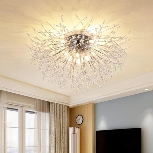 Light luxury bedroom crystal ceiling lamp Nordic gold dandelion living room dining room lamp net red study corridor lamp