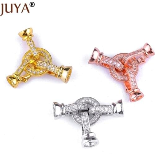 Hand made DIY Pearls Bracelet Necklaces Clasp Fastener New Fashion Micro Pave CZ Zircon Clasps & Hooks For Jewelry Making