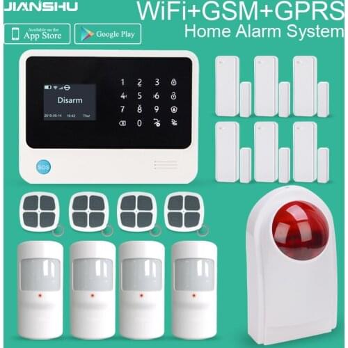 GSM WIFI GPRS SMS home security burglar alarm APP mobile control smart intruder alarm system support contact ID Ifttt alarm