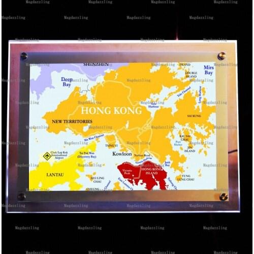 Super Slim Acrylic frameless A2 LED Illuminated Wall Map LED Panel for Estate Agents & Letting Offices