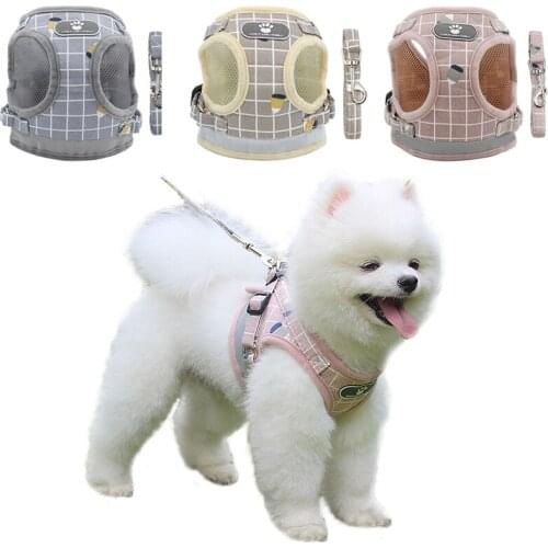 Reflective Dog Cat Harness Adjustable Vest Walking Soft Mesh Breathable Pet Collar Traction Leash Set for Dog Pet Supplies