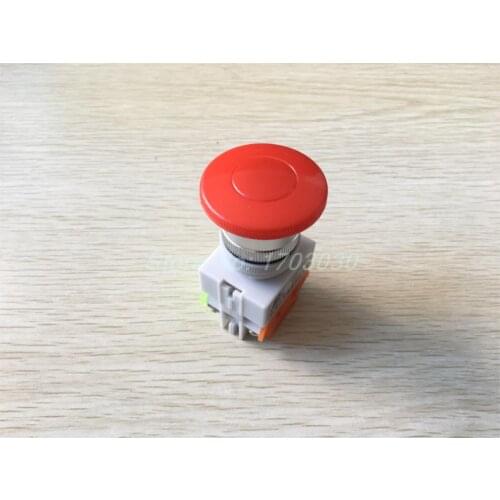 Ui 660V Ith 10A Red Mushroom Button Momentary Pushbutton Switch DPST
