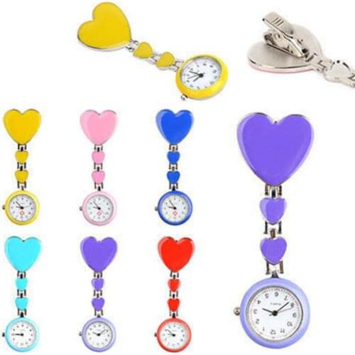 Life Waterproof Love Heart Decor Nurse Watch Fashion Cute Heart Love Quartz Women Brooch With Clip Nurse Pocket Watch Fob Watch