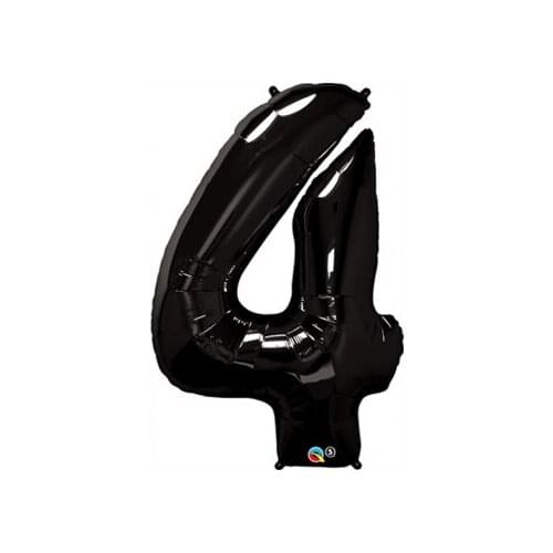 Balloon number 4 black XXL 40 inch 100cm. It can inflate air or helium. Perfect for birthday/anniversary party