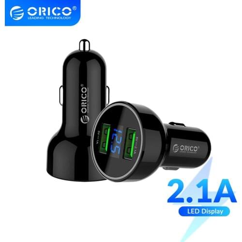 ORICO UPK-2U Smart Car Charger with LCD Screen Fast Charge Adapter for Mobile Phone Tablet Dual Output USB Car Charger