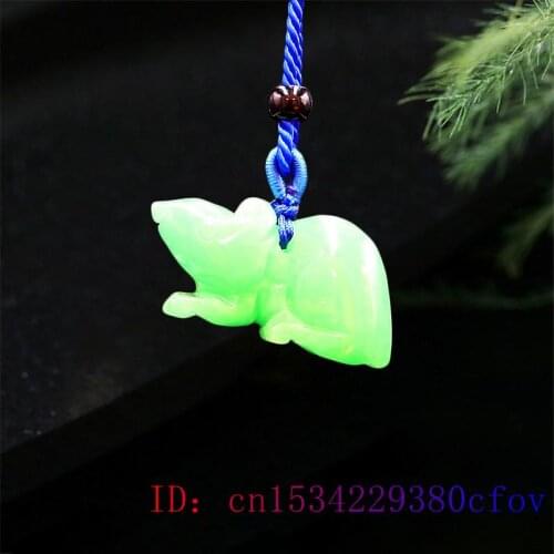 Green Jade Mouse Pendant Jewelry Necklace Women Amulet Charm Chinese Jadeite Gifts Fashion Natural 3D Carved Men