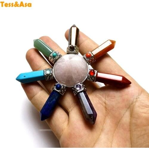 3pcs Natural Pyramid Crystal Energy Generator Chakra Stone Points Seven Direction Amethyst Reiki Stone for Healing MeditationDIY