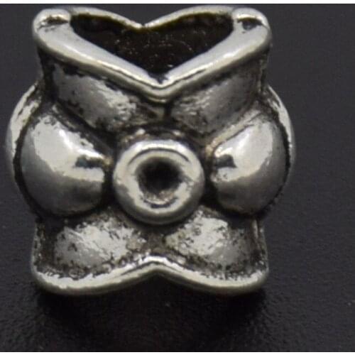 30Pcs Antique Silver Metal Carved Tube Spacers Beads For Jewelry Making 9x9mm
