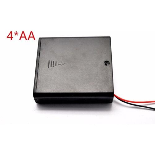 4 AA Batteries Holder Storage Boxes Case with On/off Switch Cover 15cm Cable for DIY Lighting Toys Power Supply