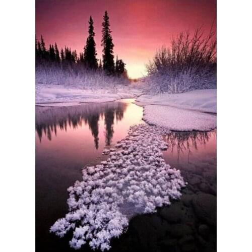 5D DIY Diamond painting Snow Scenery Full Round Diamond embroidery Cross stitch Diamond mosaic crystal Wall Painting