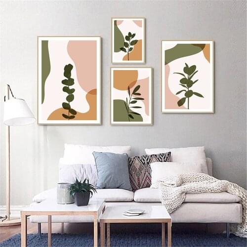 Abstract Minimalist Wall Art Canvas Poster Vintage Leaves Print Plant Art Painting Nordic Wall Pictures Living Room Home Decor