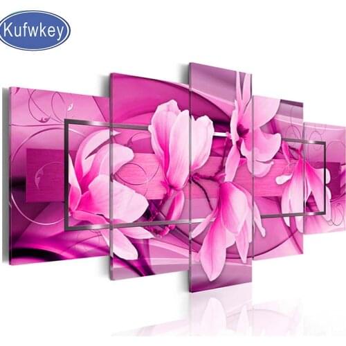 5 Pieces diamond painting,flowers,magnolia,5diy diamond painting full square,cross stitch pictures,mosaic home Decoration,gift