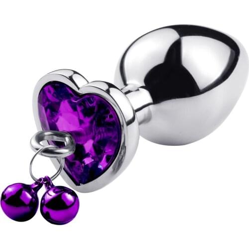 Large Size Anal Plug Stainless Steel Butt Plug With Bell Heart Crystal Pendant Prostate Massager Sex Toys For Woman Men GS0298-L