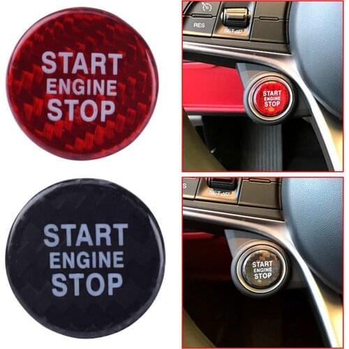 DWCX Car Carbon Fiber Auto Engine Start Stop Push Button Switch Cover Trim Fit for Alfa Romeo Giulia 2017