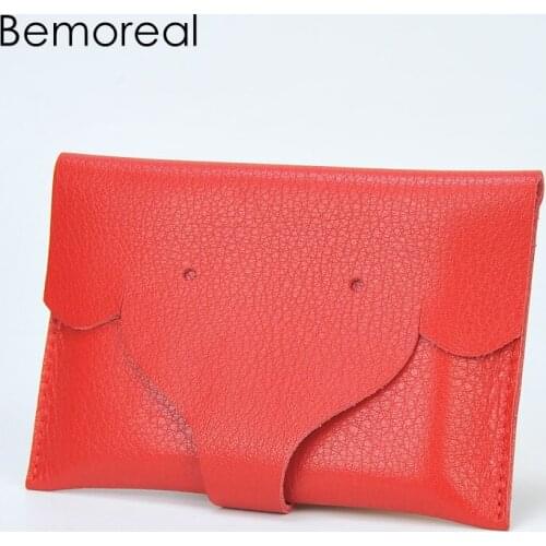 Bemoreal Elephant-shaped Cowhide Card Holder women Calf Skin business card wallet for credit card Small Change Purse Coin bag