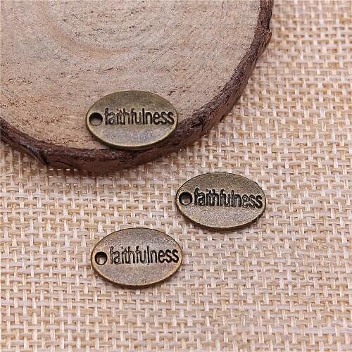 Free shipping 59pcs 14x10mm antique bronze faithfulness charms diy retro jewelry fit Earring keychain hair card pendant