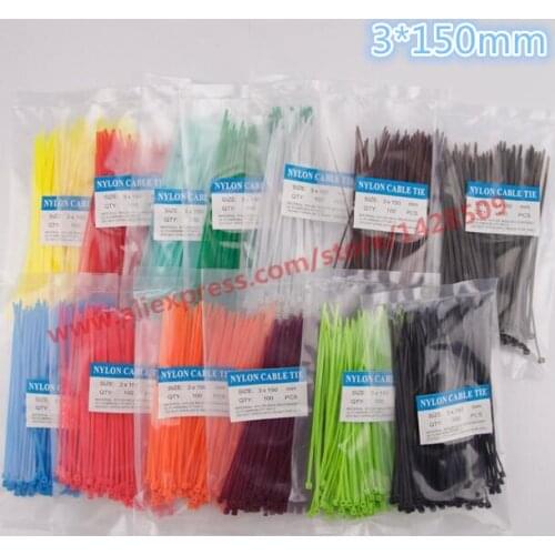 Free ship 2*100Pcs/bag 3X150MM Self-Locking Colorful Factory Standard Self-locking Plastic Nylon Cable Ties,Wire Zip Tie