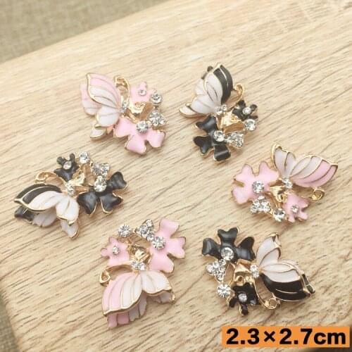 23x27mm Sparkly Metal Rhinestone Pearl Button Clear Alloy Crystal Flatback Wedding Buttons For Headwear ZJ-1062