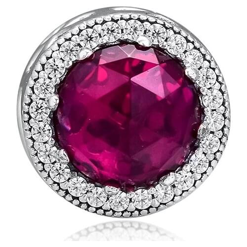 CKK 925 Sterling Silver Red Crystal Radiant Clover Charms Beads for Jewelry Making Fits DIY Bracelet Making Accessories kralen