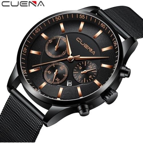 2019 New CUENA Mens Watches Casual Fashion Gift Men Watch Business Waterproof Quartz Watch Full Steel Clock Relogio Masculino