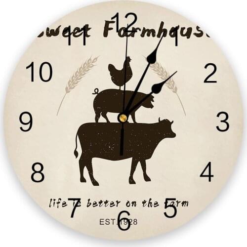 American Country Style Farm Retro Horse Pig Chicken Wall Clock Modern Design Hanging Watch for Home Decoration Living Room