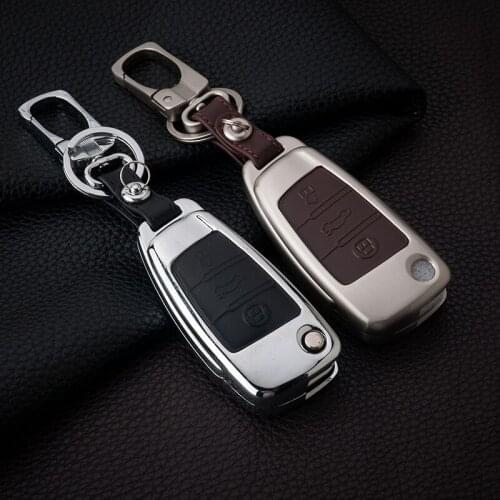 Car Key cover Case Zinc alloy/Leather 3 Buttons For Audi A6L A4 Q7 key cover car accessories